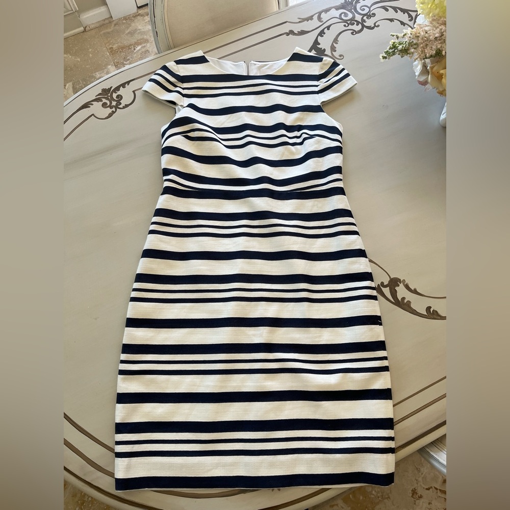J Crew Stripe Blue White Dress